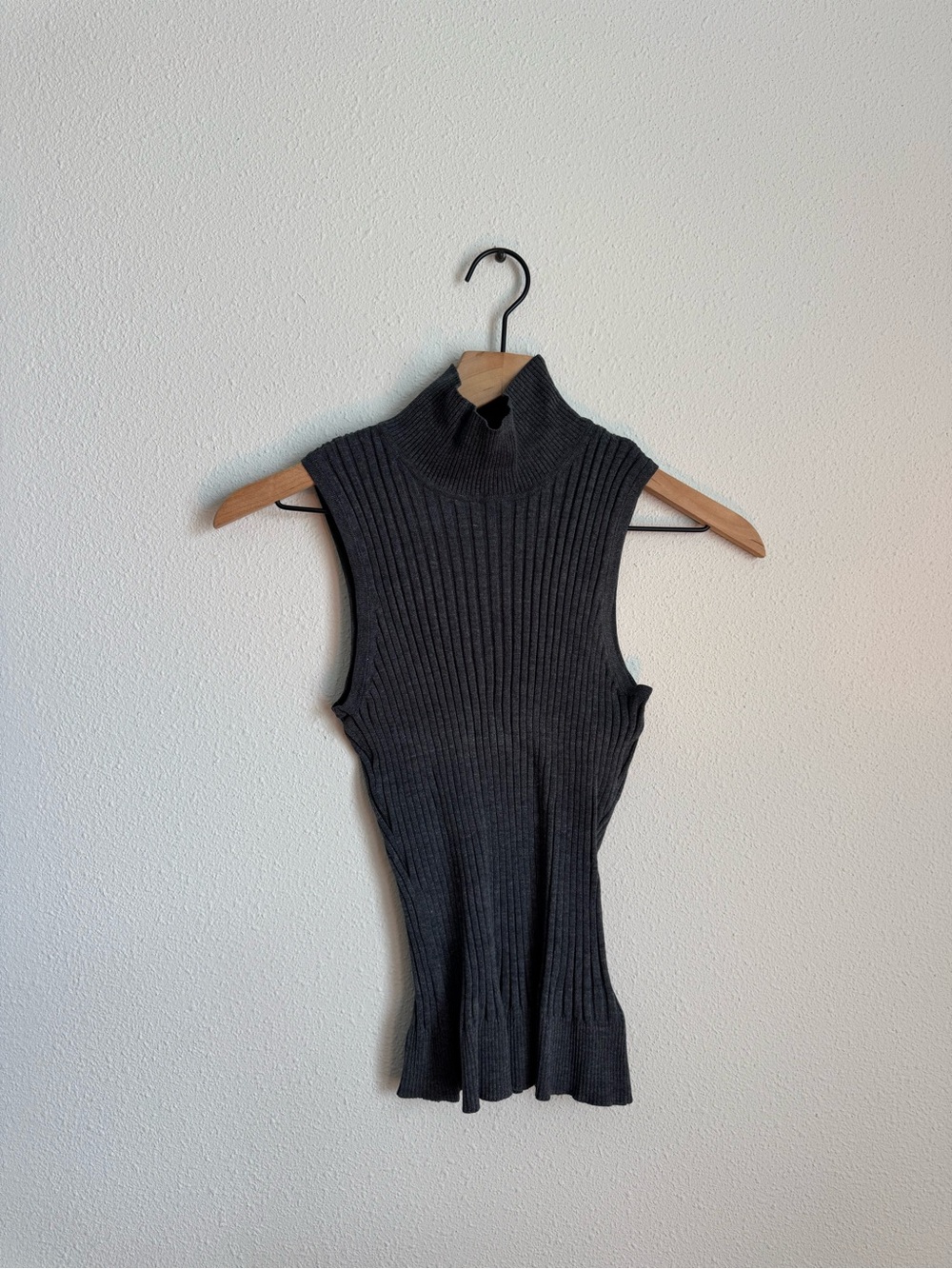 Gray Silk Blend Turtleneck Top